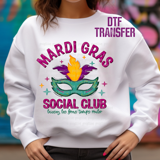 Mardi Gras Social Club DTF Transfer