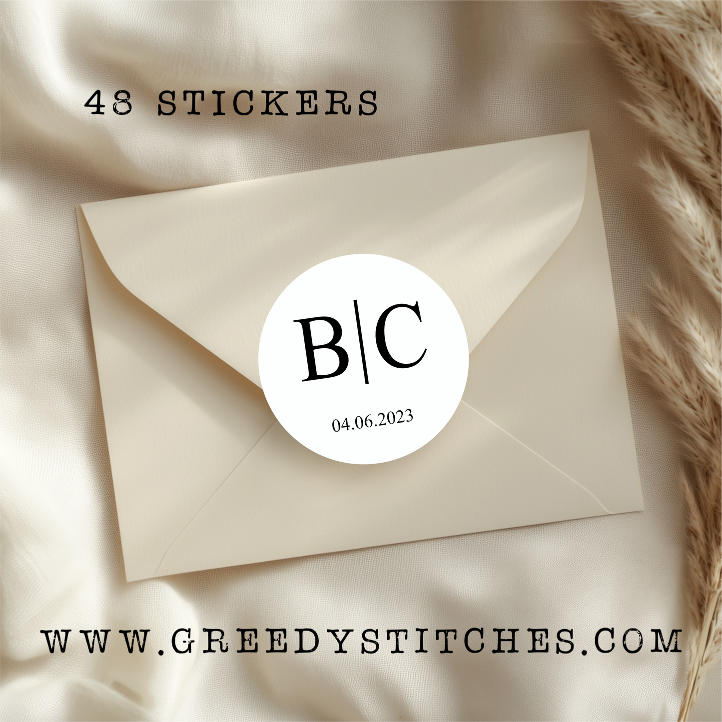 Custom Initials + Date Special Occasion Stickers - 48 Stickers