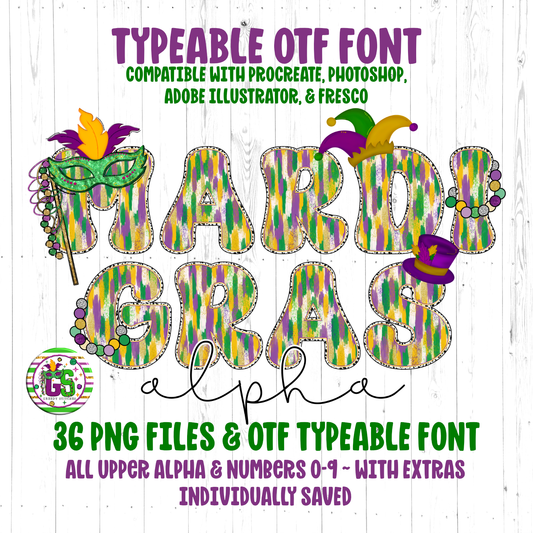 Groovy Retro Mardi Gras Brush Strokes Alpha PNG