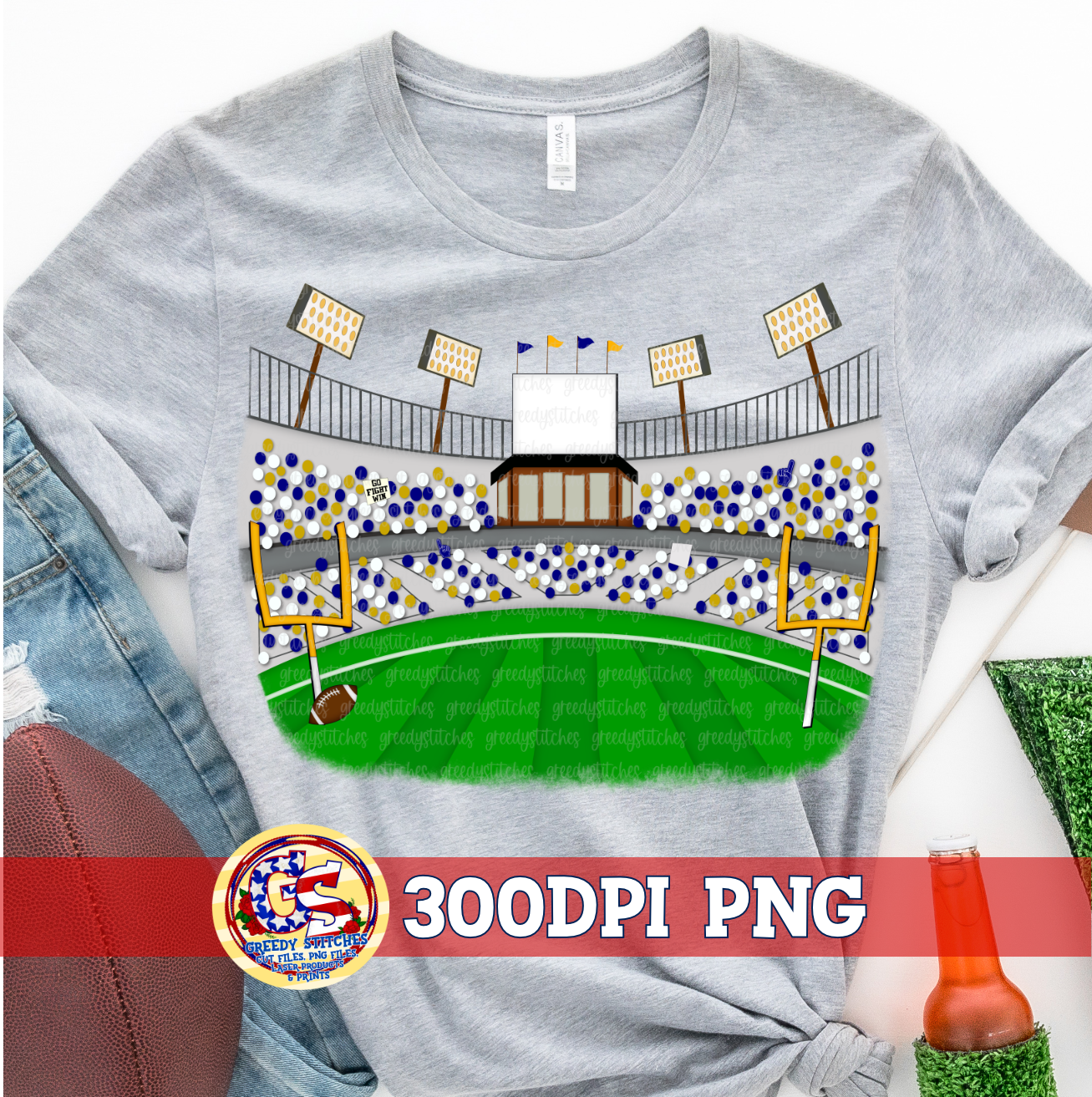 Football Stadium Fans Navy Gold PNG