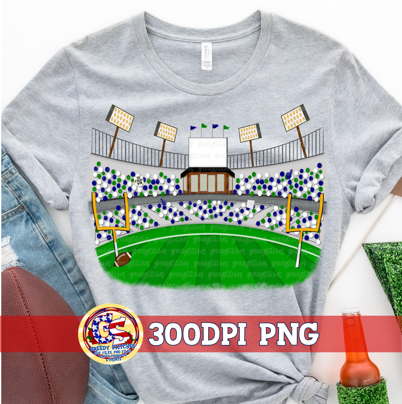 Football Stadium Fans Navy Green PNG