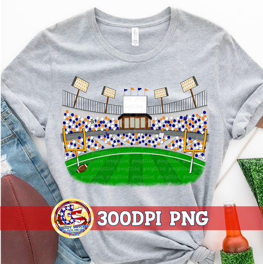 Football Stadium Fans Navy Orange PNG