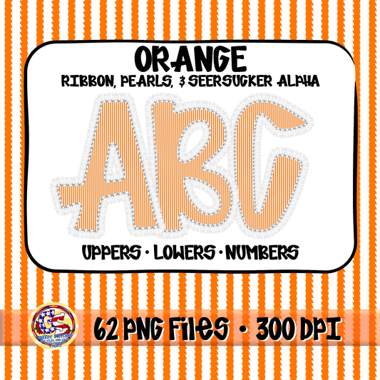 Orange Ruffles, Pearls, Seersucker Alpha PNG -Seersucker Alpha