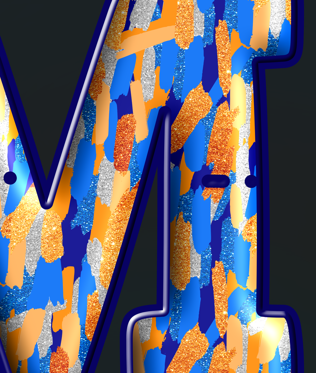 Royal Orange Glitter 3D Inflated Alpha PNG