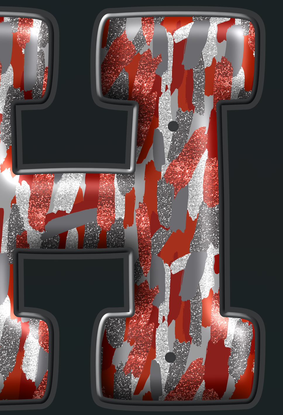 Maroon Grey Glitter 3D Inflated Alpha PNG