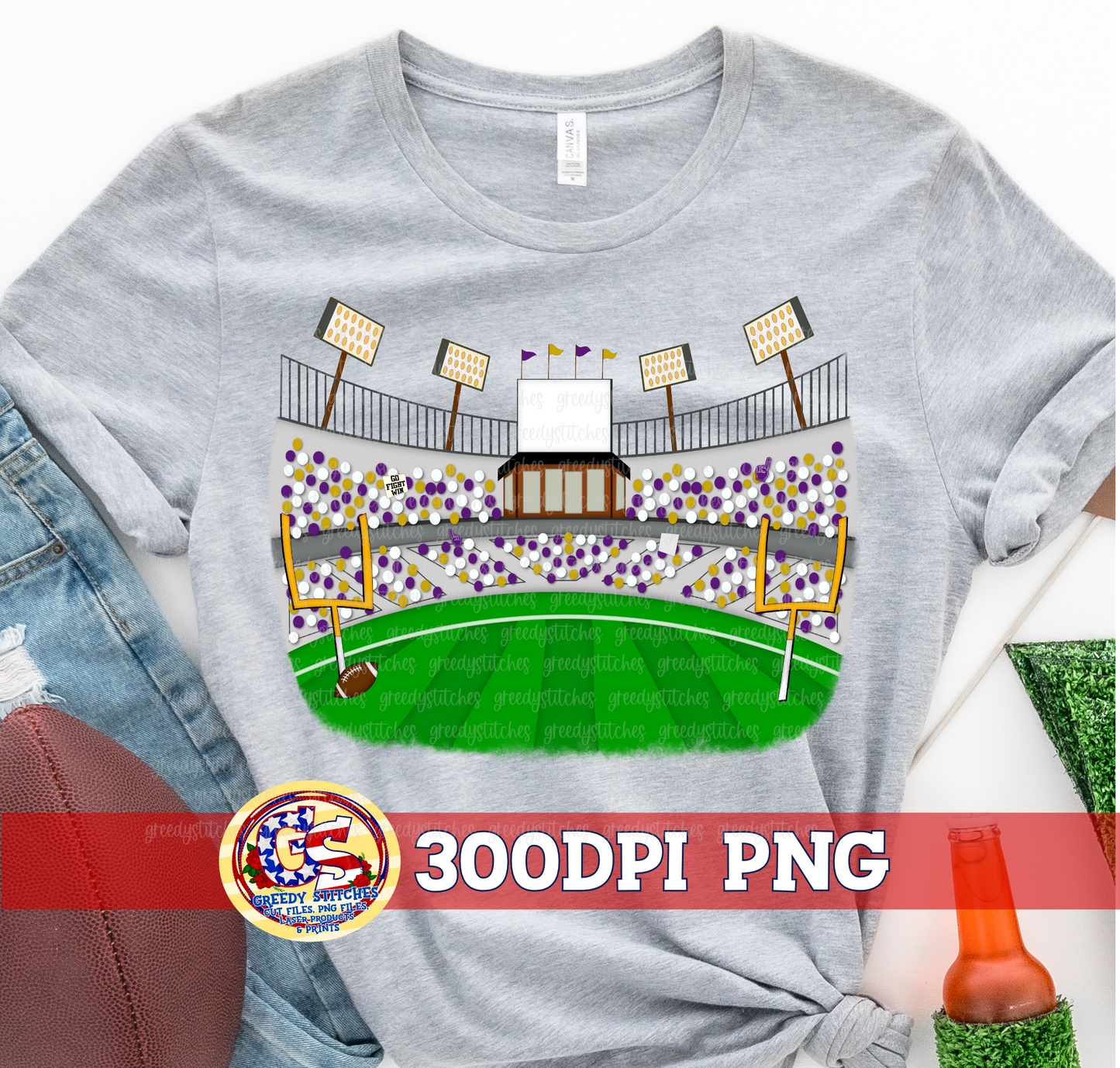 Football Stadium Fans Purple Gold PNG