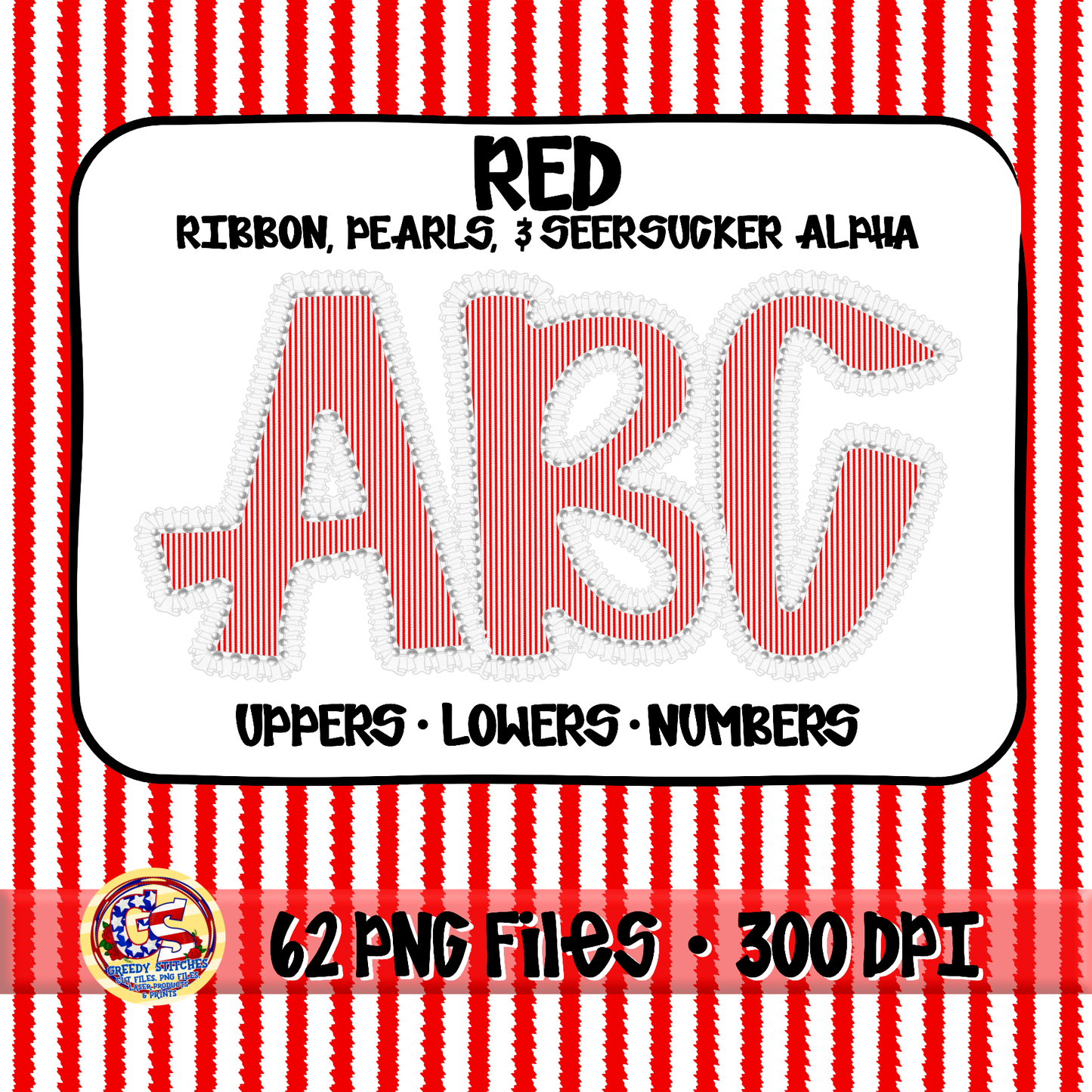 Red Ruffles, Pearls, Seersucker Alpha PNG -Seersucker Alpha