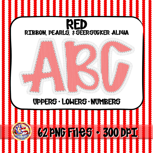 Red Ruffles, Pearls, Seersucker Alpha PNG -Seersucker Alpha