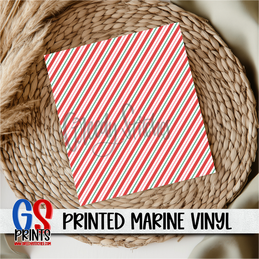 Christmas Stripes Checker Marine Vinyl
