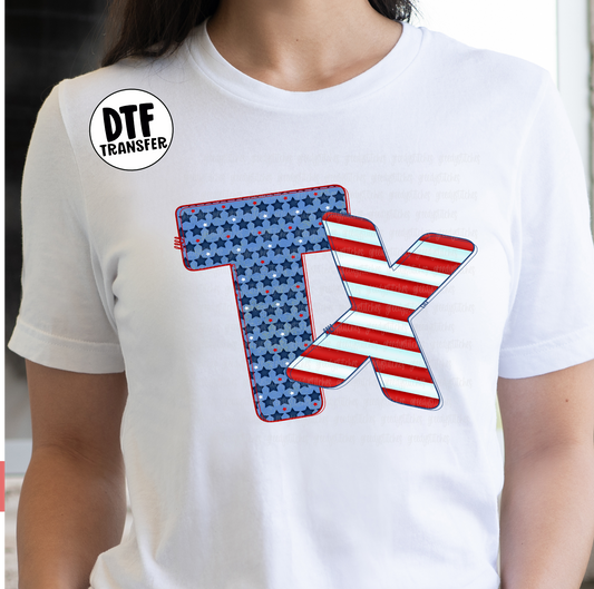 Texas TX American Flag DTF Transfer