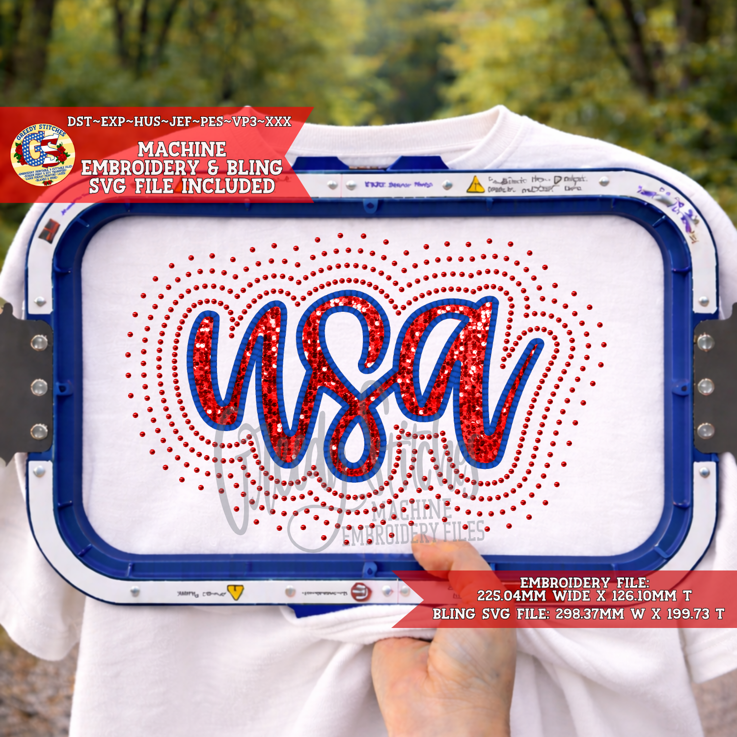 USA Script Applique Machine Embroidery & Bling SVG Design – Greedy Stitches