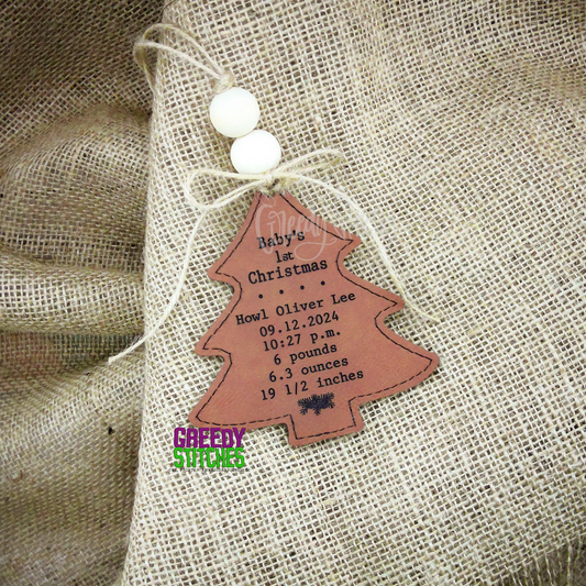 Baby's 1st Christmas Birth Stats Christmas Tree Ornament