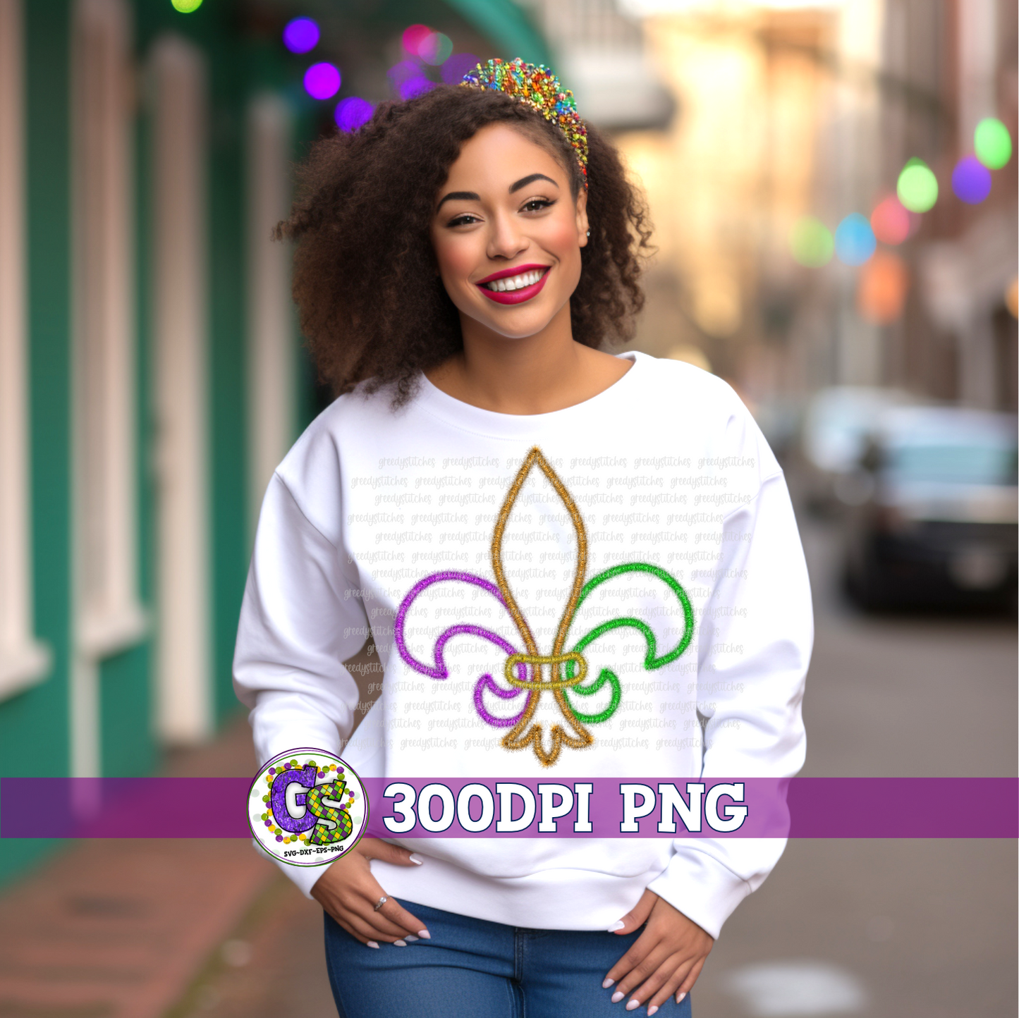 Mardi Gras Fleur De Lis Faux Tinsel PNG