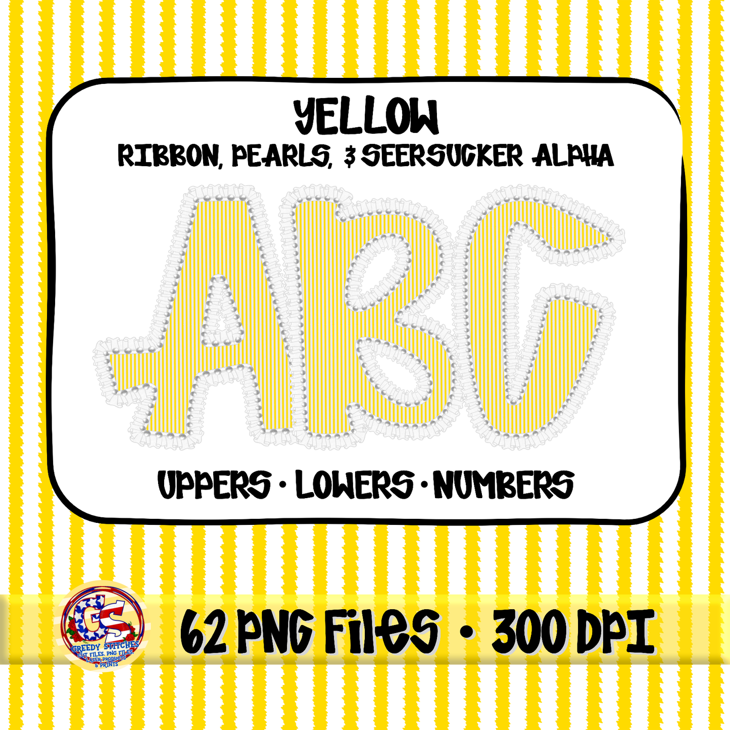 Yellow Ruffles, Pearls, Seersucker Alpha PNG -Seersucker Alpha