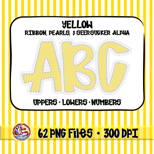 Yellow Ruffles, Pearls, Seersucker Alpha PNG -Seersucker Alpha