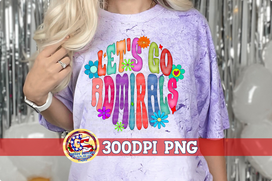 Let's Go Admirals Retro Groovy Flowers PNG for Sublimation