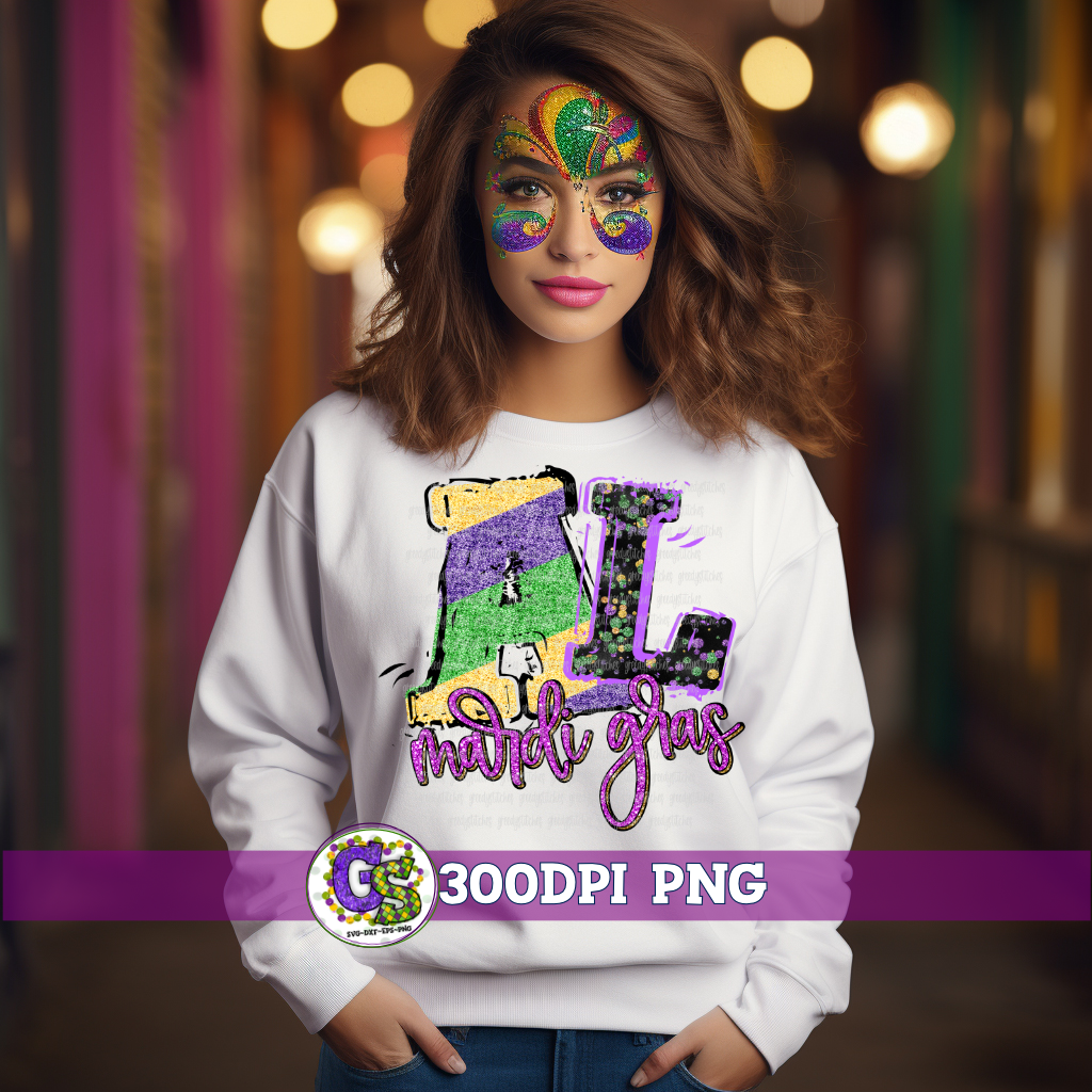 Alabama AL Mardi Gras PNG for Sublimation