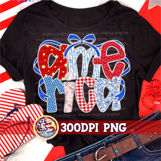 America Bow Faux Lace Stitching PNG