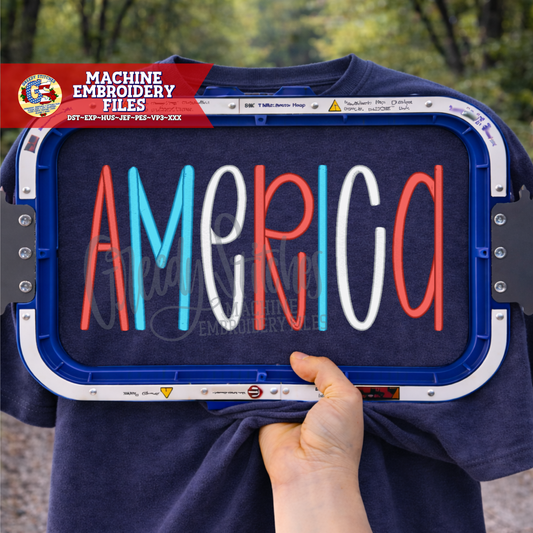 America Satin Stitch Machine Embroidery Design