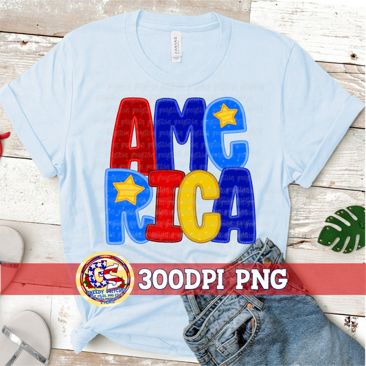 America Faux Embroidery PNG