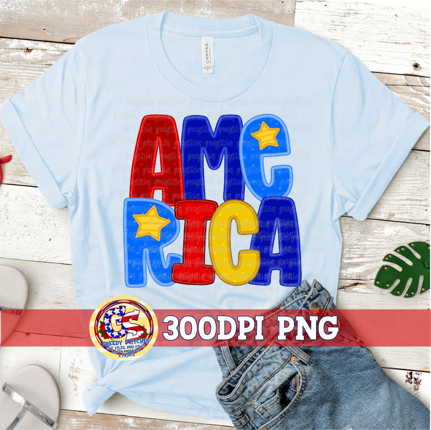 America Faux Embroidery PNG