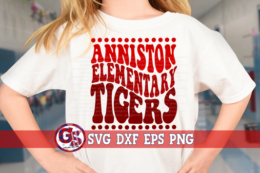 Anniston Elementary Tigers Groovy Wave SVG DXF EPS PNG