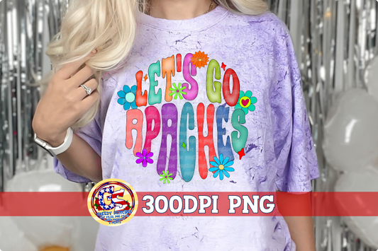 Let's Go Apaches Retro Groovy Flowers PNG for Sublimation