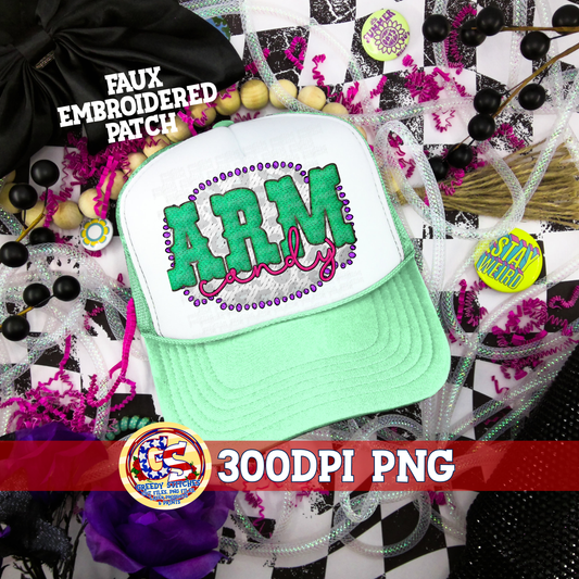 Arm Candy PNG - Faux Embroidered Patch Trucker Hats PNG