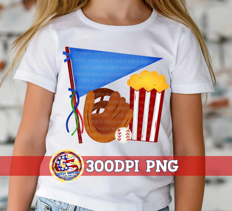 Pennant Baseball Glove Popcorn PNG