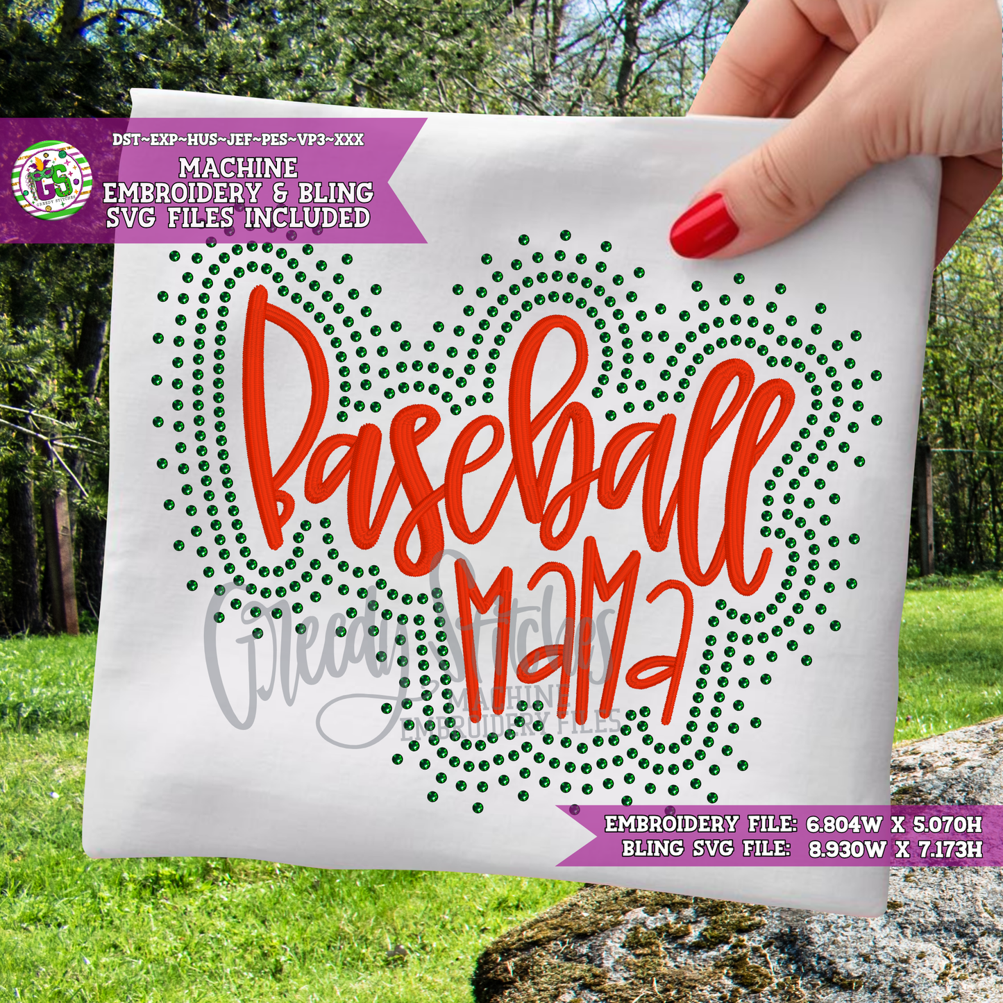 Baseball Mama Bling SVG & Machine Embroidery Design