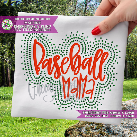 Baseball Mama Bling SVG & Machine Embroidery Design