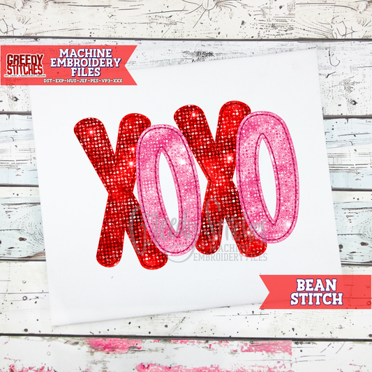 XOXO Bean Stitch Applique Machine Embroidery Design