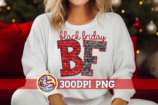 Black Friday BF Faux Embroidery Sequins PNG