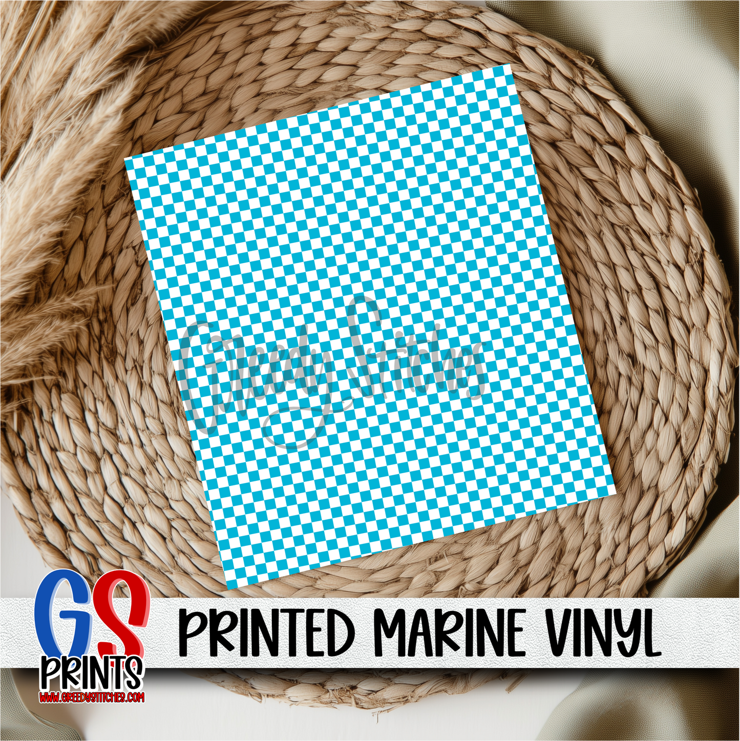 Blue Checker Christmas Marine Vinyl