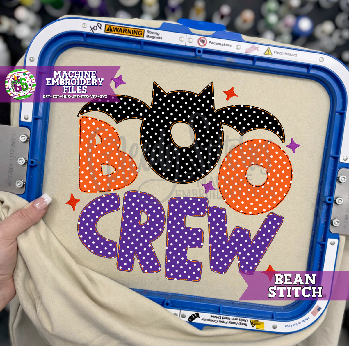 Boo Crew Bean Stitch Machine Embroidery Design