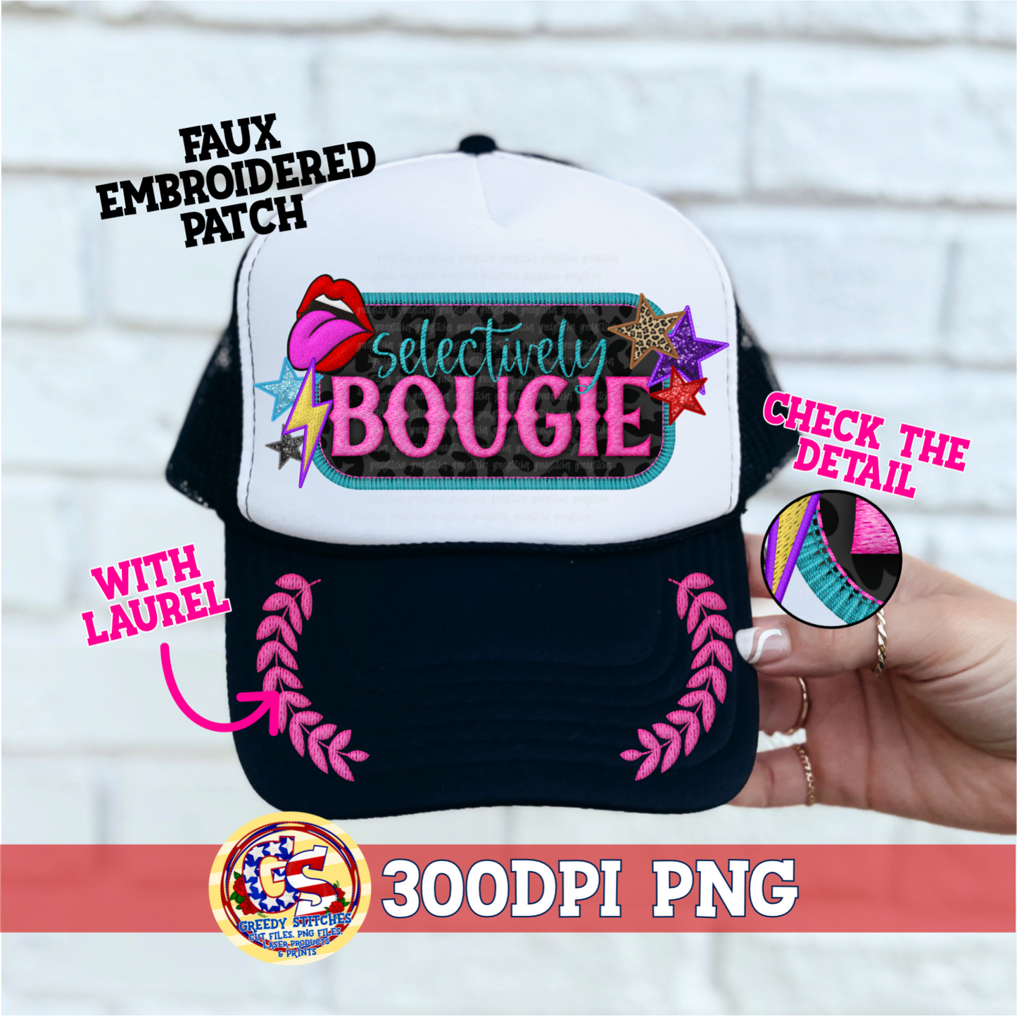 Selectively Bougie PNG - Rude Faux Embroidered Patch Trucker Hats PNG