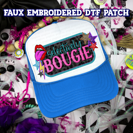 Selectively Bougie DTF Hat Patch - Faux Embroidered Hat Patch