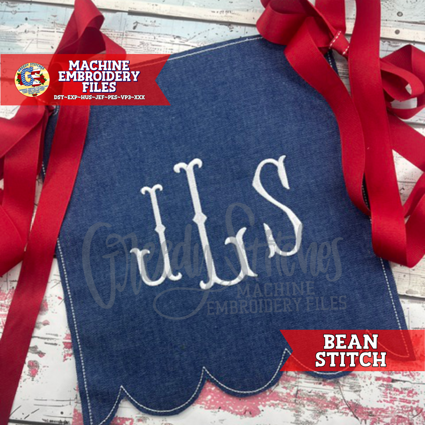 Hanging Banner Bean Stitch Machine Embroidery Design