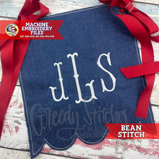 Hanging Banner Bean Stitch Machine Embroidery Design