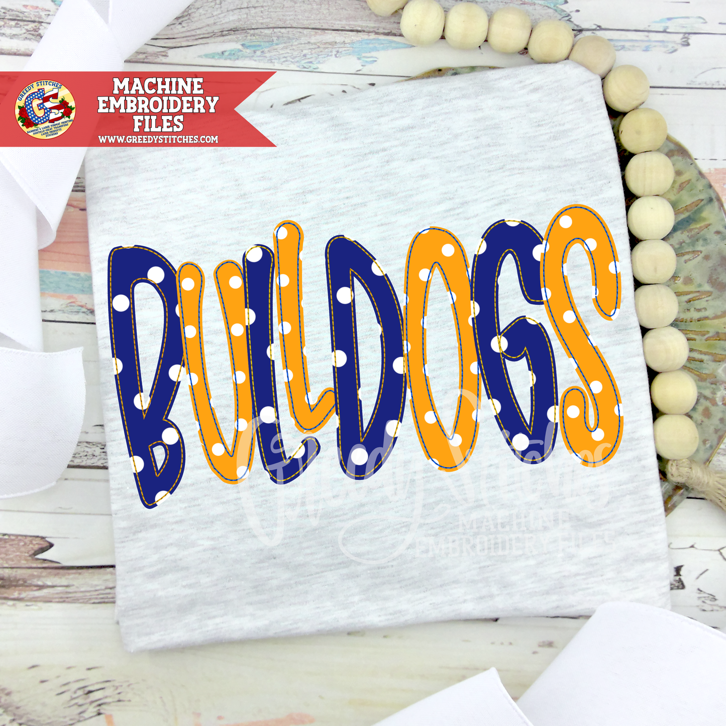 Bulldogs Lowercase Bean Stitch Applique Machine Embroidery Design