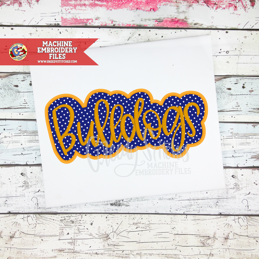 Bulldogs Satin Stitch Applique Machine Embroidery Design