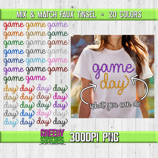 Faux Tinsel Game Day PNG Bundle