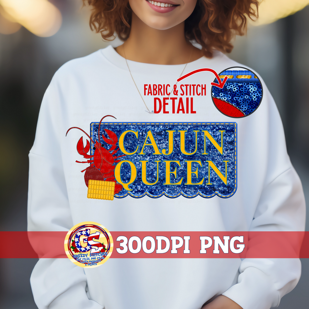 Cajun Queen Faux Embroidery Sequins PNG – Greedy Stitches