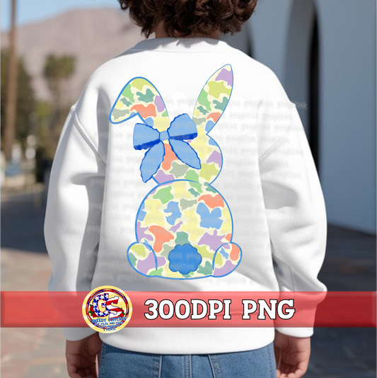 Duck Marsh Camo Easter Bunny with Bow PNG