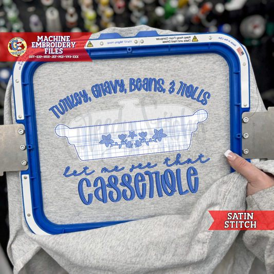Turkey Gravy Beans & Rolls Let Me See That Casserole Bean Stitch Applique Machine Embroidery Design - Thanksgiving