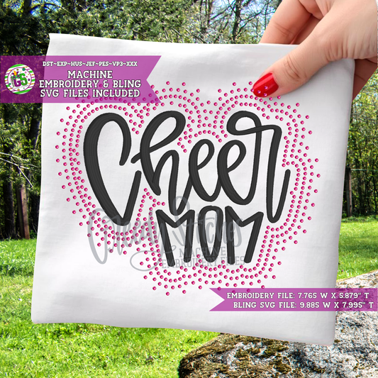 Cheer Mom Bling SVG & Machine Embroidery Design