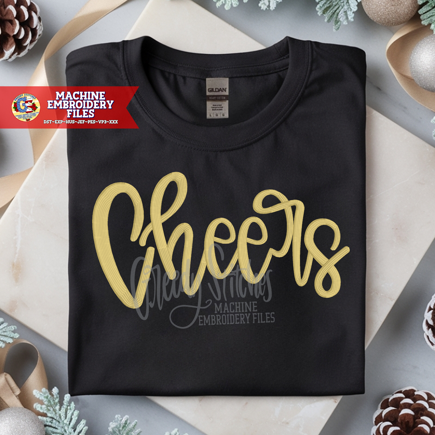 Cheers Satin Stitch Machine Embroidery Design