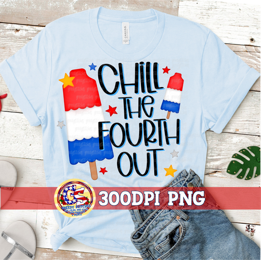 Chill the Fourth Out Red White Blue Popsicle PNG