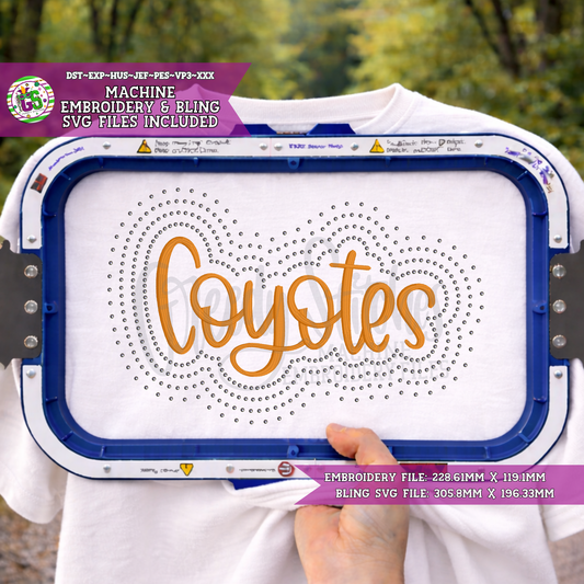 Coyotes Script Bling & Machine Embroidery Design