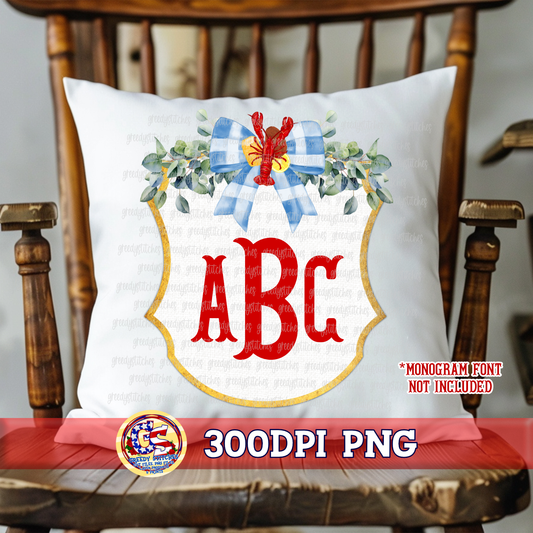 Crawfish Monogram Frame PNG